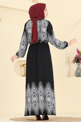 moda selvim الفستان أسود 7164BG354 - Thumbnail