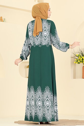 moda selvim الفستان زيتي 7164BG354 - Thumbnail