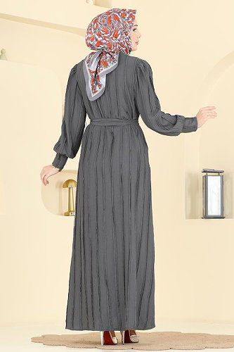 moda selvim Dress 7166BG354 Anthracite - Thumbnail