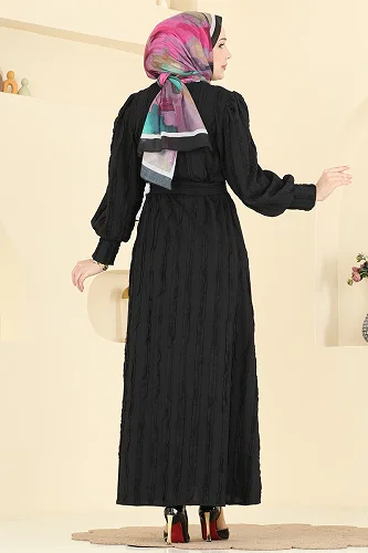 moda selvim Dress 7166BG354 Black - Thumbnail