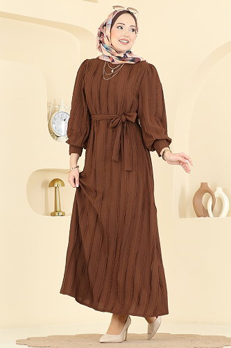 moda selvim Dress 7166BG354 Brown - Thumbnail