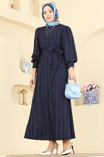 moda selvim Dress 7166BG354 Navy Blue - Thumbnail