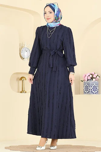 moda selvim Dress 7166BG354 Navy Blue - Thumbnail