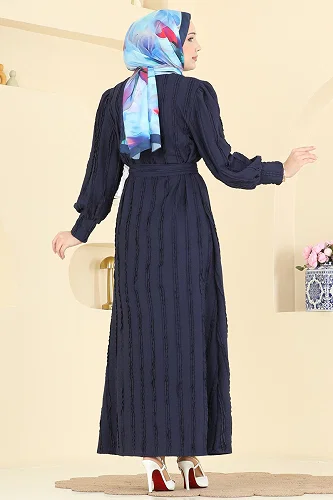 moda selvim Dress 7166BG354 Navy Blue - Thumbnail