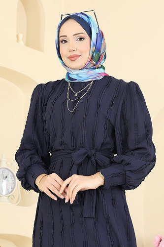 moda selvim الفستان كحلي 7166BG354 - Thumbnail