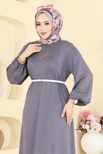 moda selvim Dress 7168BG354 Anthracite - Thumbnail