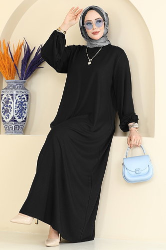 moda selvim الفستان أسود 7168BG354 - Thumbnail