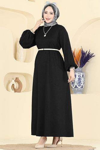 moda selvim الفستان أسود 7168BG354 - Thumbnail