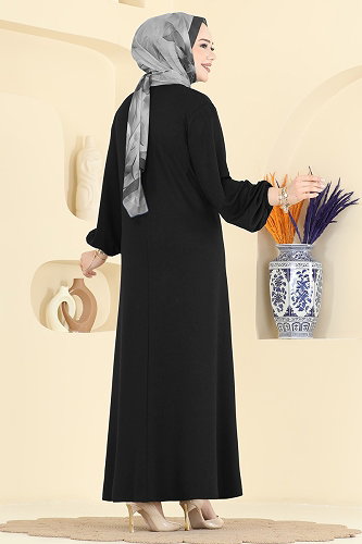 moda selvim الفستان أسود 7168BG354 - Thumbnail