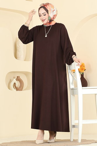 moda selvim Dress 7168BG354 Brown - Thumbnail