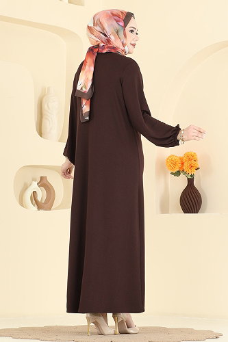 moda selvim الفستان بني 7168BG354 - Thumbnail