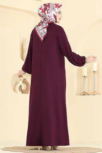 moda selvim الفستان خمري 7168BG354 - Thumbnail