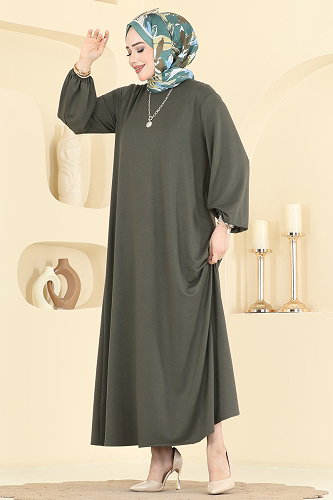 moda selvim الفستان اخضر عفني 7168BG354 - Thumbnail