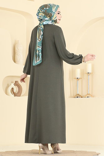 moda selvim الفستان اخضر عفني 7168BG354 - Thumbnail