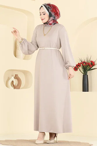 moda selvim الفستان بيج 7168BG354 - Thumbnail