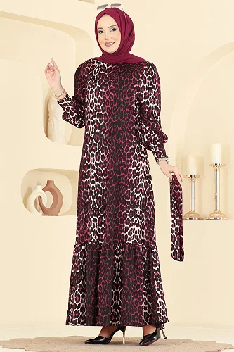 moda selvim الفستان خمري 7169ERK1158 - Thumbnail