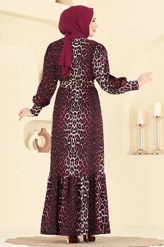 moda selvim الفستان خمري 7169ERK1158 - Thumbnail