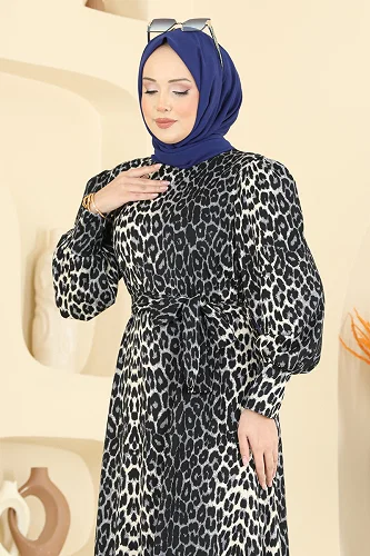 moda selvim الفستان رمادي 7169ERK1158 - Thumbnail