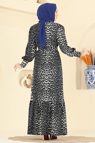 moda selvim الفستان رمادي 7169ERK1158 - Thumbnail