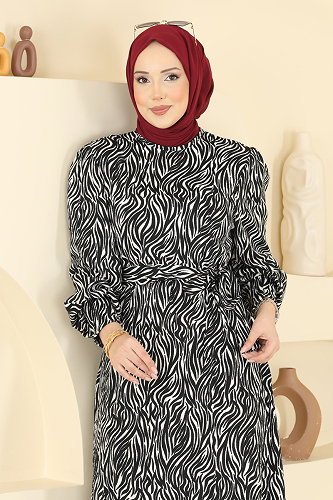 moda selvim Dress 7170ERK1158 Black - Thumbnail