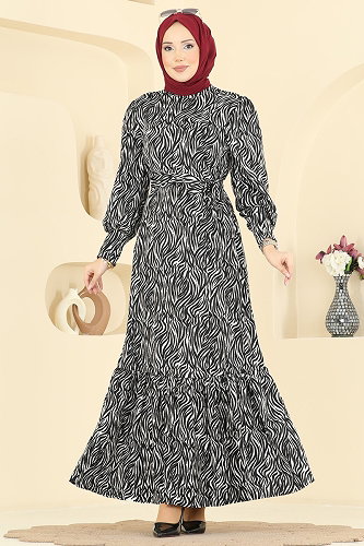 moda selvim Dress 7170ERK1158 Black - Thumbnail