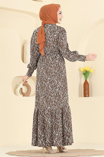 moda selvim Dress 7170ERK1158 Brown - Thumbnail