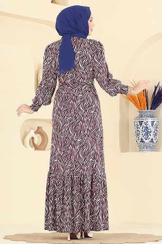 moda selvim الفستان خمري 7170ERK1158 - Thumbnail