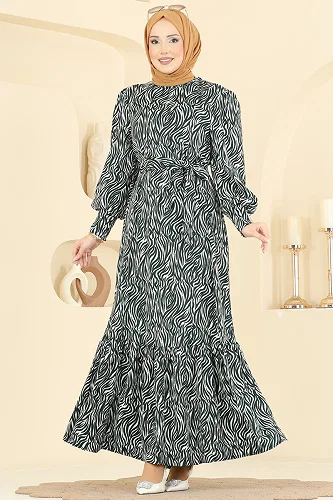 moda selvim Dress 7170ERK1158 Emerald - Thumbnail