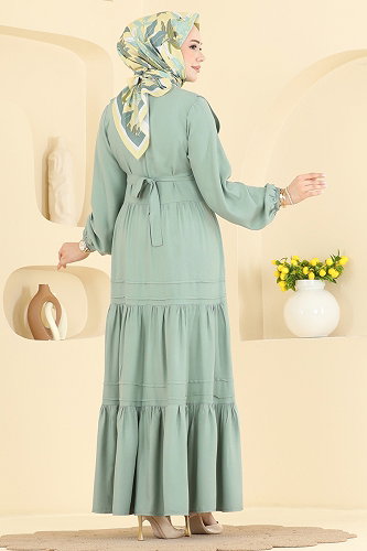 moda selvim Dress 7171ERK1158 Almond Green - Thumbnail