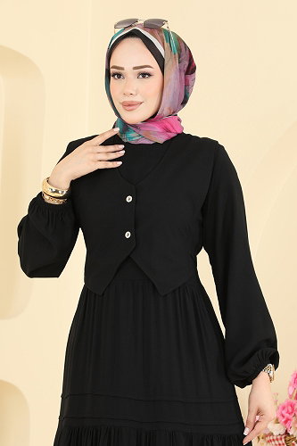 moda selvim Dress 7171ERK1158 Black - Thumbnail