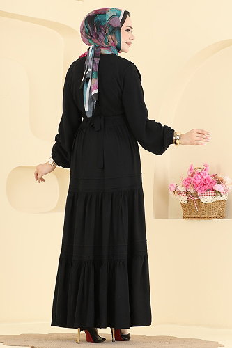 moda selvim Dress 7171ERK1158 Black - Thumbnail