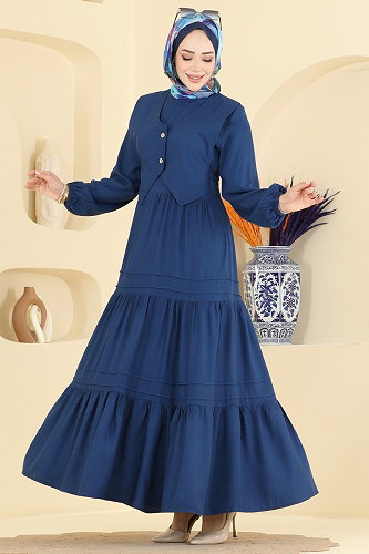 moda selvim الفستان كحلي 7171ERK1158 - Thumbnail