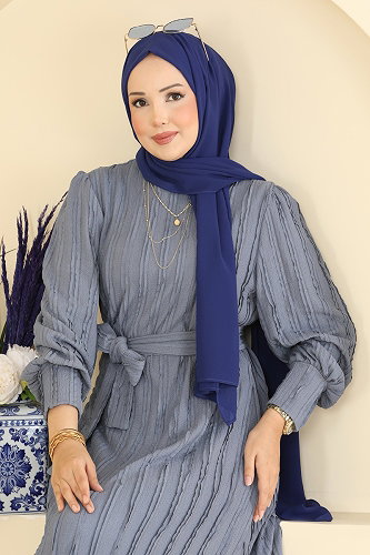 moda selvim الفستان رمادي غامق 7172ERK1158 - Thumbnail