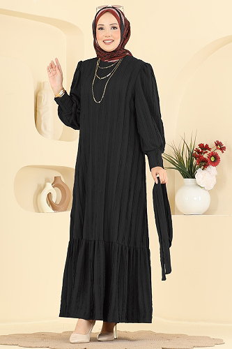 moda selvim Dress 7172ERK1158 Black - Thumbnail