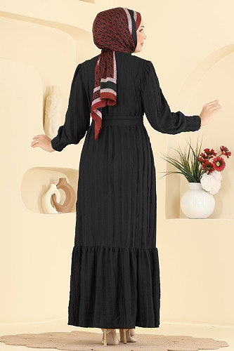 moda selvim Dress 7172ERK1158 Black - Thumbnail