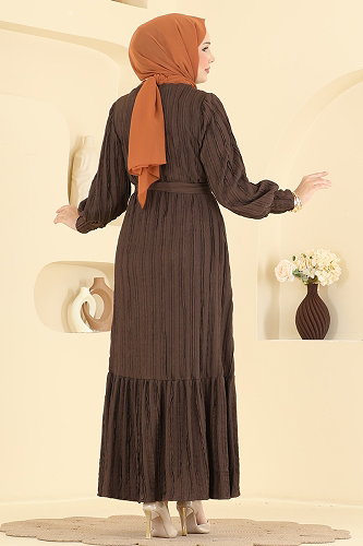 moda selvim Dress 7172ERK1158 Brown - Thumbnail