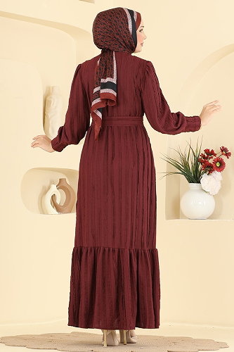 moda selvim الفستان خمري 7172ERK1158 - Thumbnail