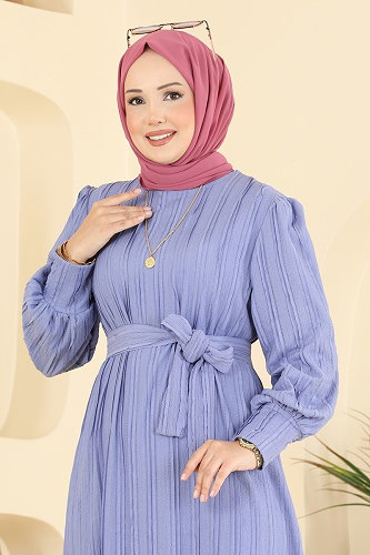 moda selvim الفستان ليلكي 7172ERK1158 - Thumbnail