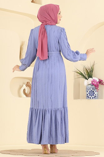moda selvim الفستان ليلكي 7172ERK1158 - Thumbnail