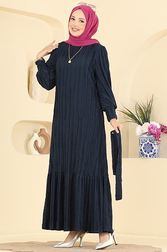 moda selvim الفستان كحلي 7172ERK1158 - Thumbnail