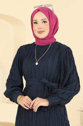 moda selvim الفستان كحلي 7172ERK1158 - Thumbnail