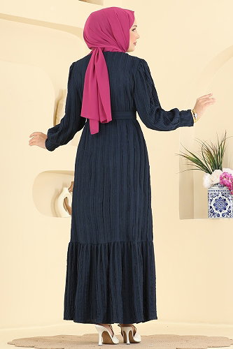 moda selvim الفستان كحلي 7172ERK1158 - Thumbnail