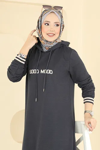 moda selvim Dress 717PM271 Anthracite - Thumbnail