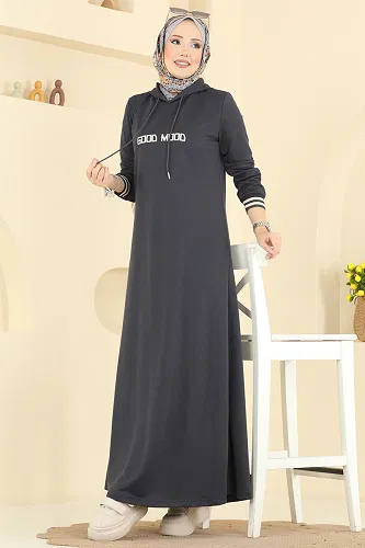 moda selvim Dress 717PM271 Anthracite - Thumbnail