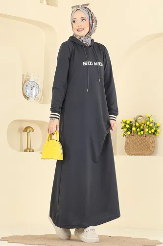 moda selvim Dress 717PM271 Anthracite - Thumbnail