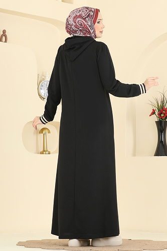 moda selvim الفستان أسود 717PM271 - Thumbnail