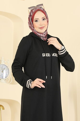 moda selvim الفستان أسود 717PM271 - Thumbnail