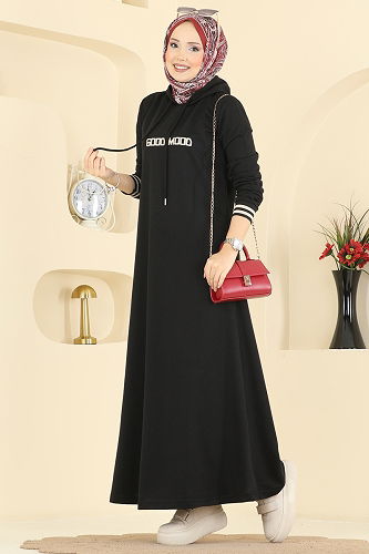 moda selvim الفستان أسود 717PM271 - Thumbnail