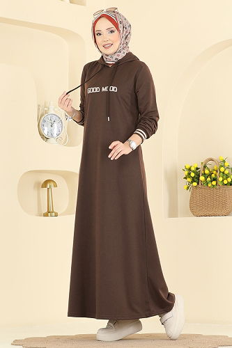 moda selvim Dress 717PM271 Brown - Thumbnail