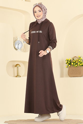 moda selvim Dress 717PM271 Dark Brown - Thumbnail